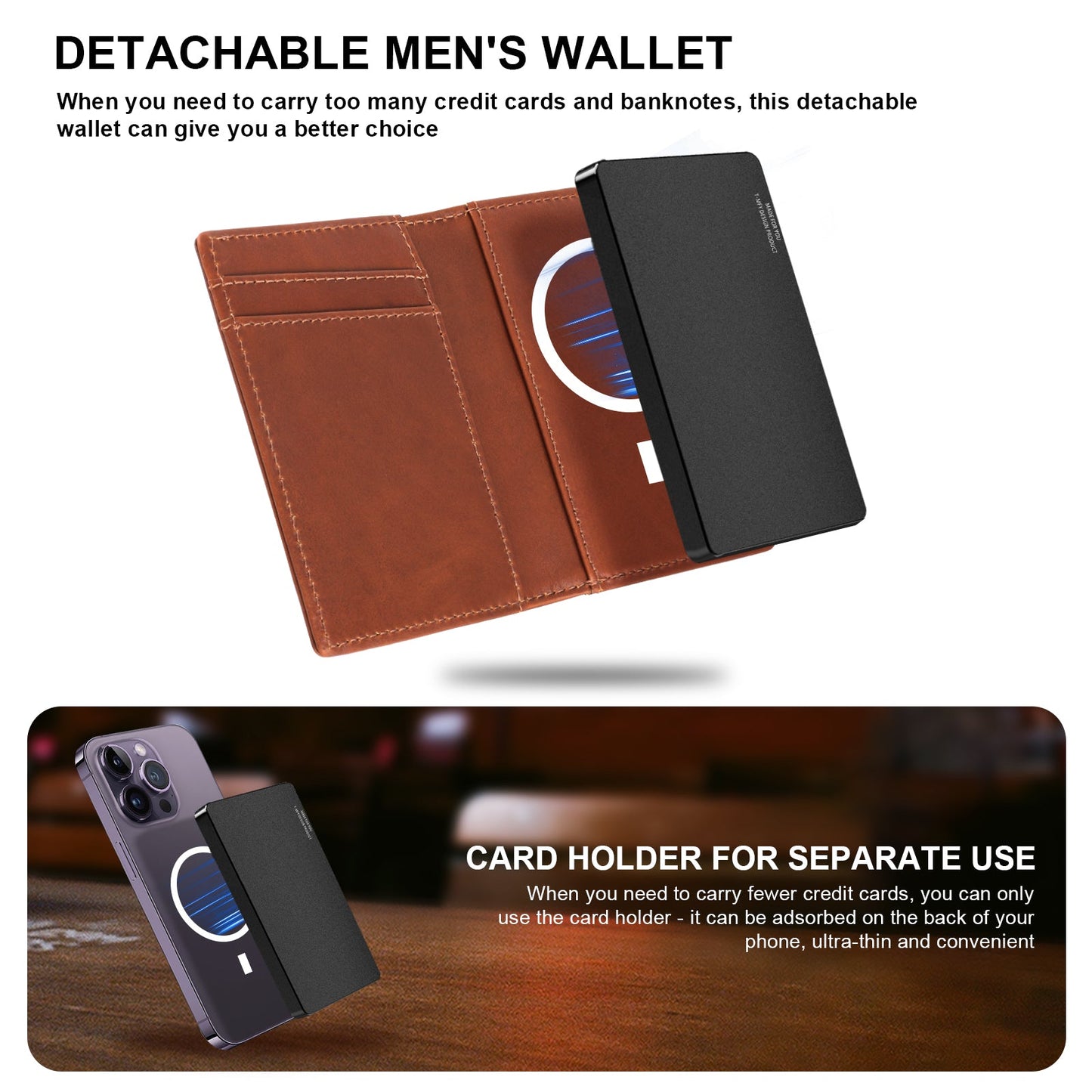 TOYFID Aluminum Alloy Wallet With Genuine Leather Cover Men's Billfolds